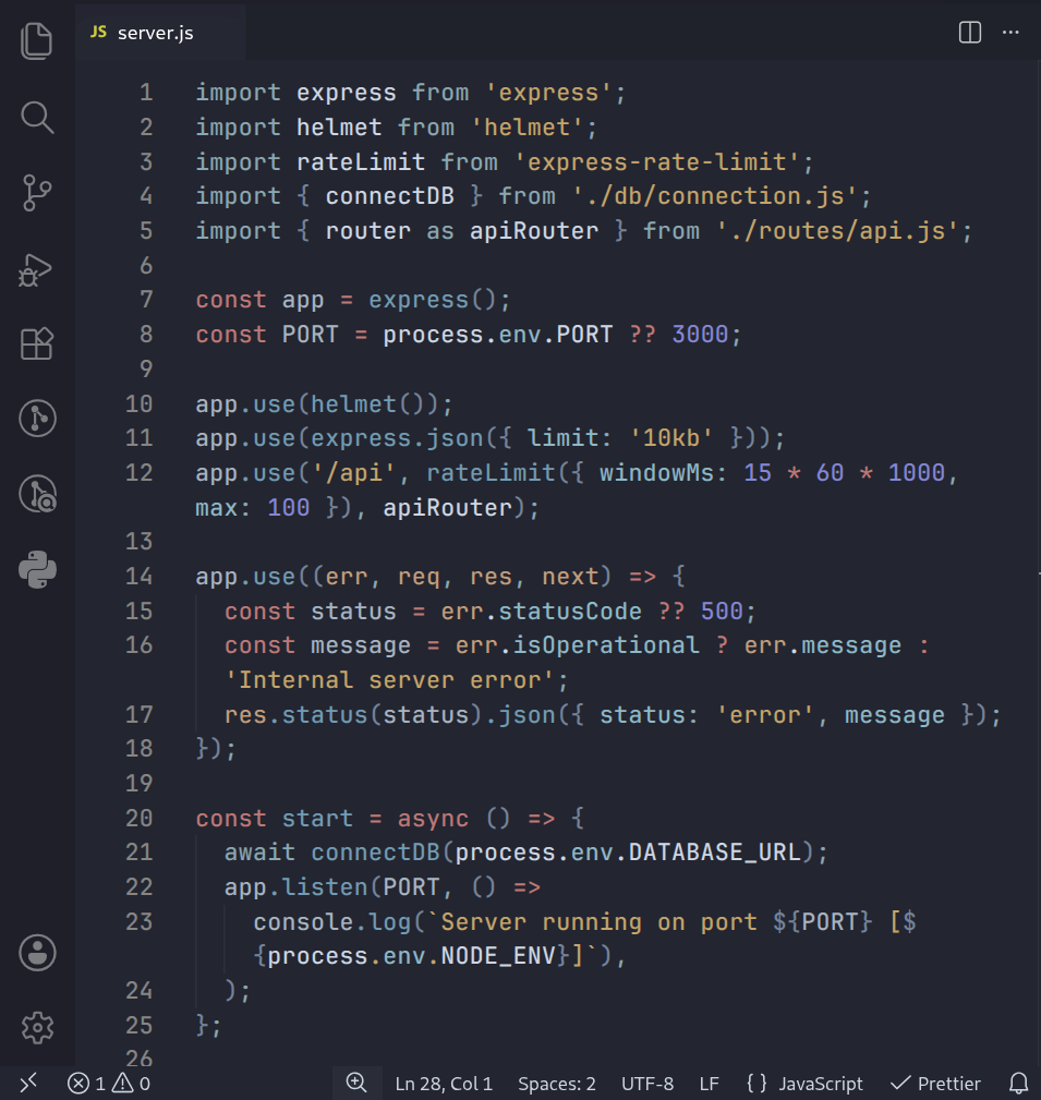 Atlantico theme showing JavaScript syntax in Visual Studio Code