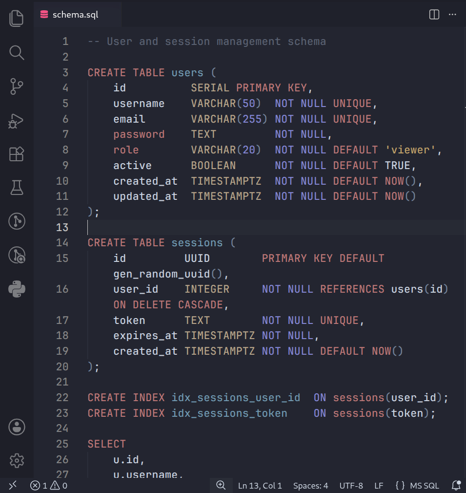 Atlantico SQL screenshot